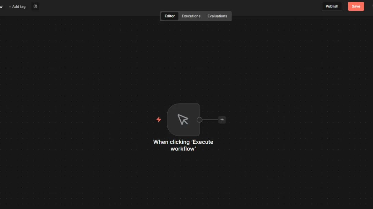 n8n 메뉴얼 트리거 화면