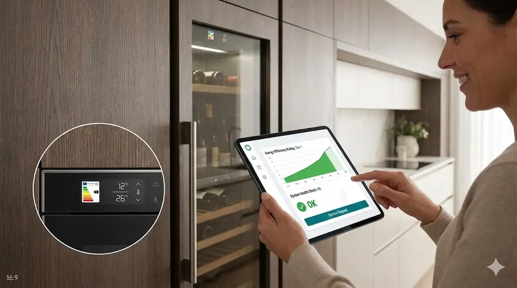 에너지 효율 등급 확인과 체계적인 A/S 점검을 위한 디지털 제어 패널.