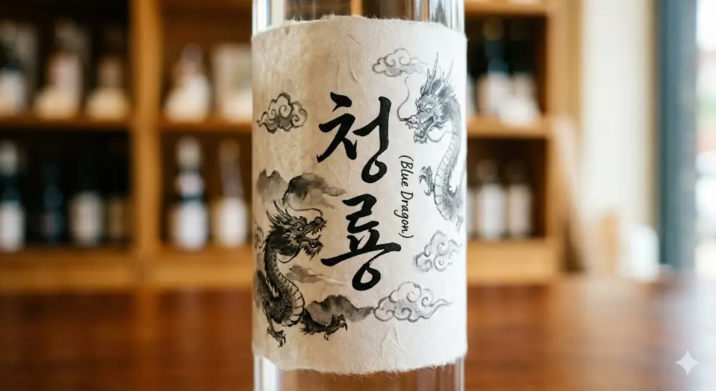 전통주 라벨의 예술적 가치를 극대화하여 보여줍니다. 술이 아닌 '작품'을 구매한다는 느낌을 줍니다.