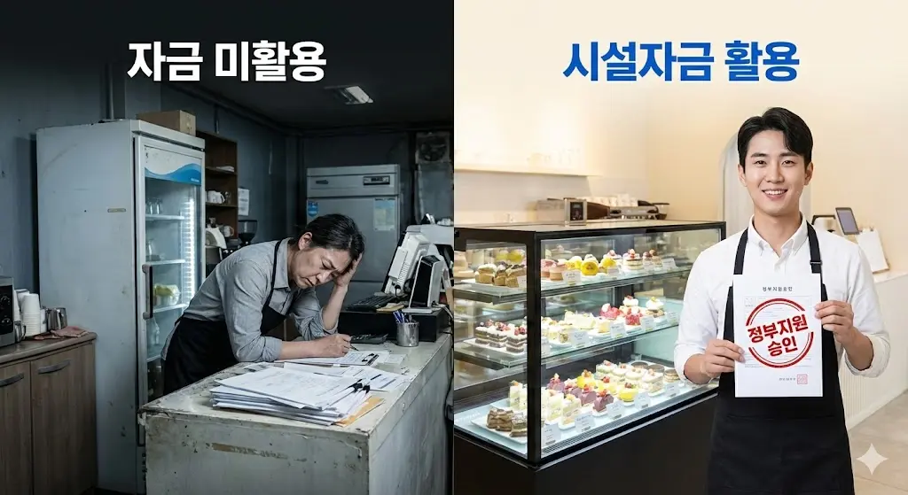 글의 핵심 메시지인 "내 돈만 쓰면 하수, 정부 돈 쓰면 고수"를 직관적인 비포/애프터 형식으로 보여줍니다.