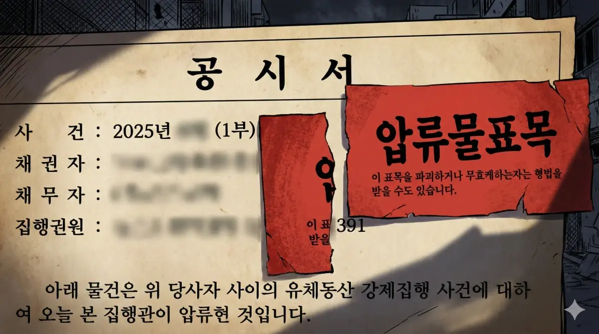 유체동산 압류 공시서 예시