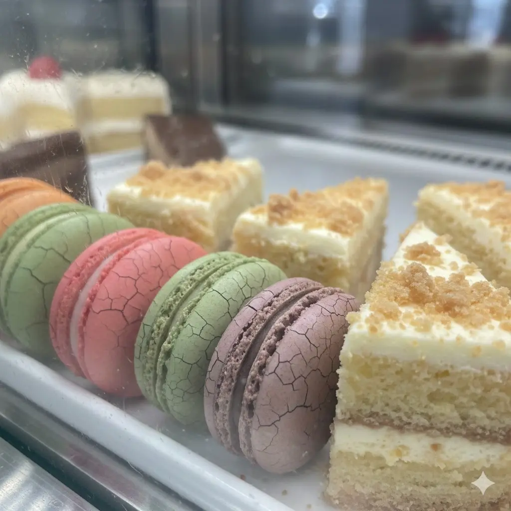 찬 바람에 표면이 마르기 시작한 디저트 근접 촬영