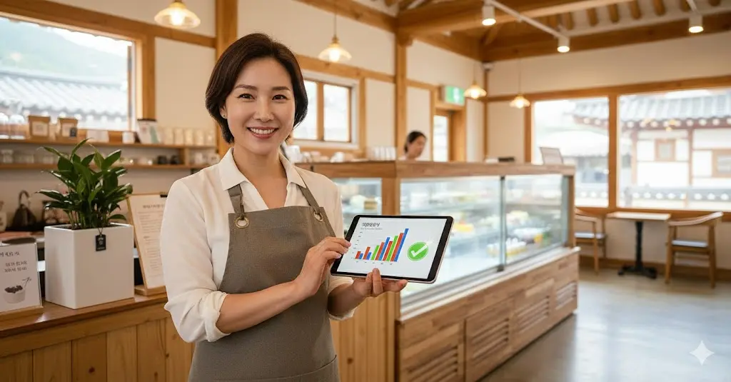 현명한 선택으로 매장을 운영하는 행복한 자영업자