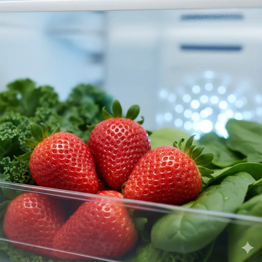 인버터 기술로 신선함이 오랫동안 유지되는 과일과 채소 근접 사진