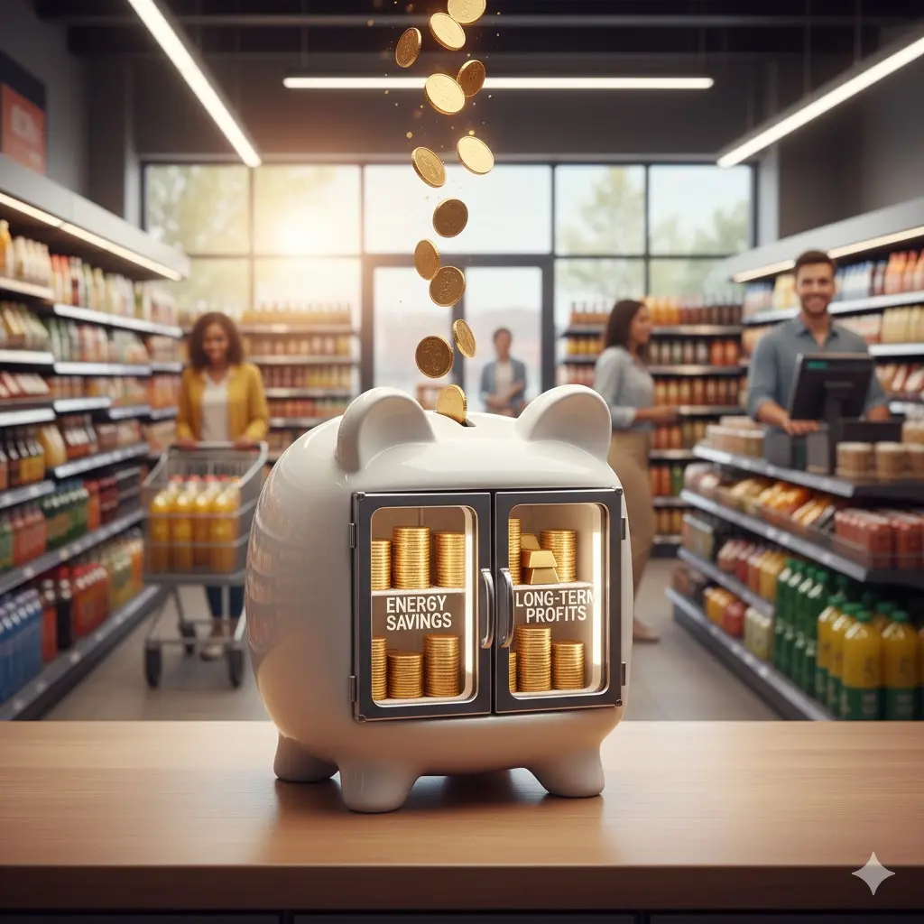 에너지 효율을 통해 장기적으로 운영비를 절감하고 수익을 올리는 경제적 가치 형상화 이미지