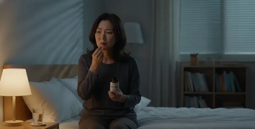 멜라토닌 부작용으로 새벽 깨는 모습