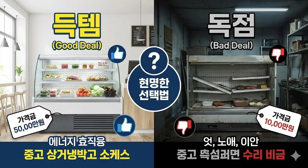 중고 쇼케이스 득템과 독점 비교: 깨끗한 신형과 고장난 구형 쇼케이스 상태 대비