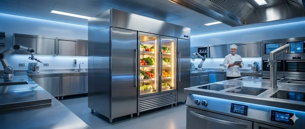 최신 설비와 완벽한 위생 상태를 갖춘 미래형 주방의 모습을 담아, 본문의 주제인 '스마트한 대응 전략'을 포괄적으로 보여줍니다.