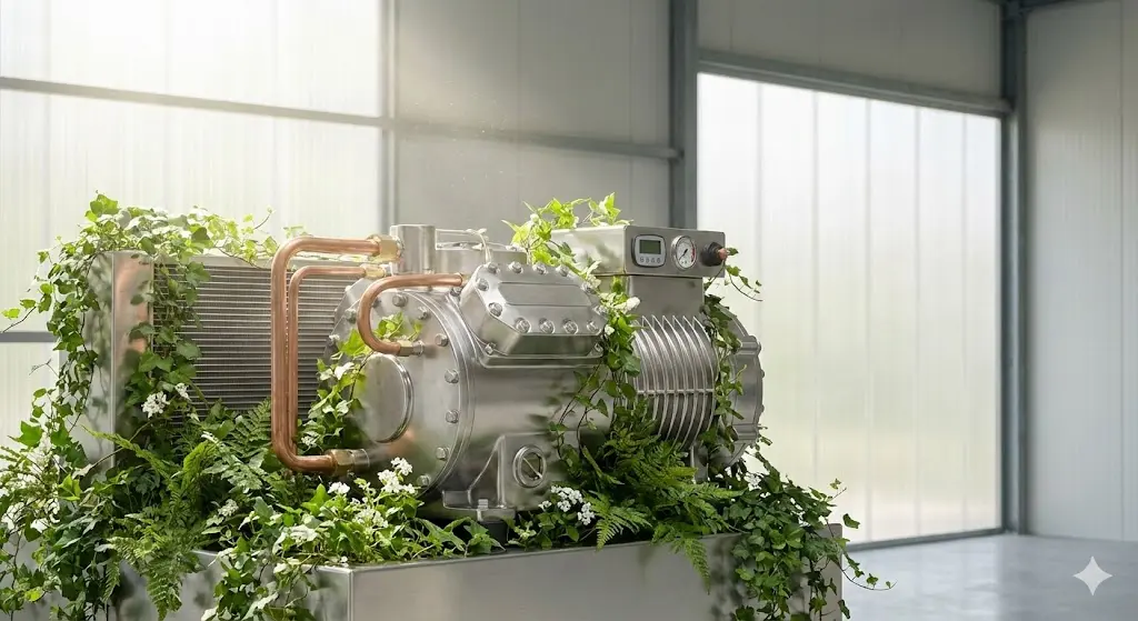 딱딱할 수 있는 '규제'나 '기계' 이야기를 '식물(자연)'과 결합하여 '친환경 기기 도입'의 긍정적인 이미지를 시각화했습니다.