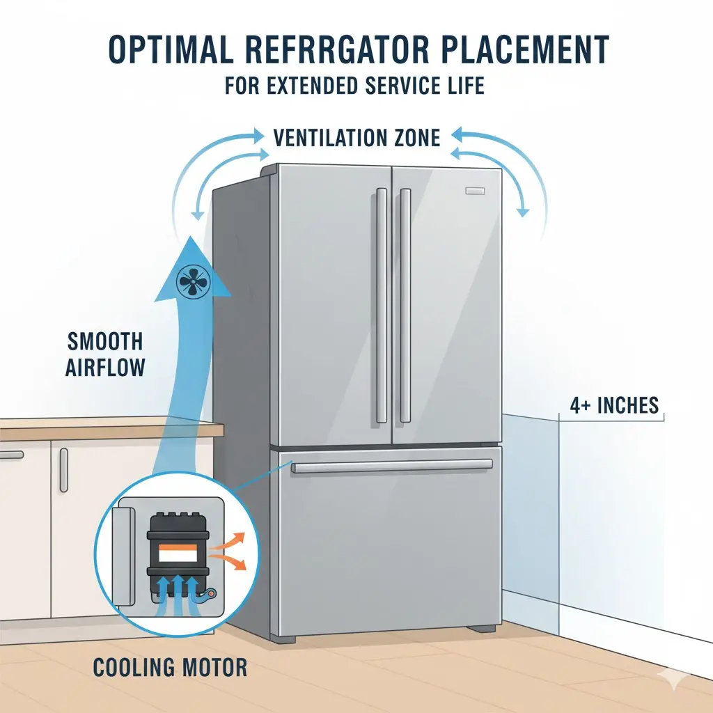 기계 수명을 위해 벽면과 충분한 간격을 두고 설치된 카페 쇼케이스 모습