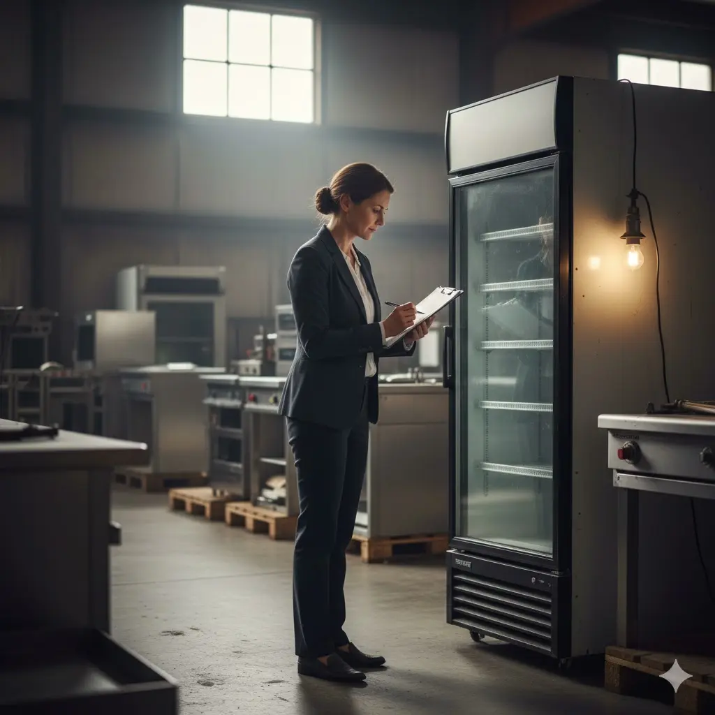 중고 냉장고 구매 전 꼼꼼하게 상태를 체크하는 사장님