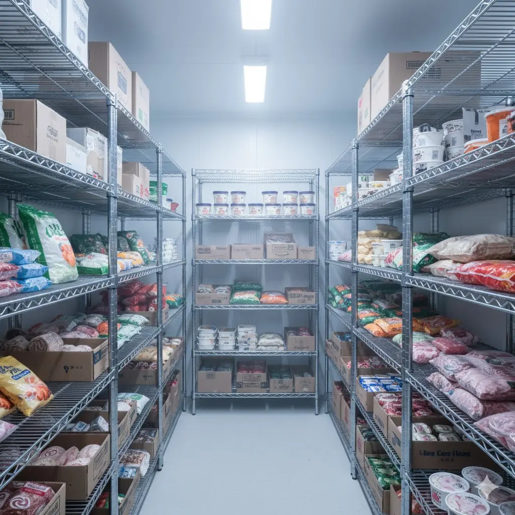 냉기 순환을 고려해 80%만 채워진 효율적인 냉동고 내부