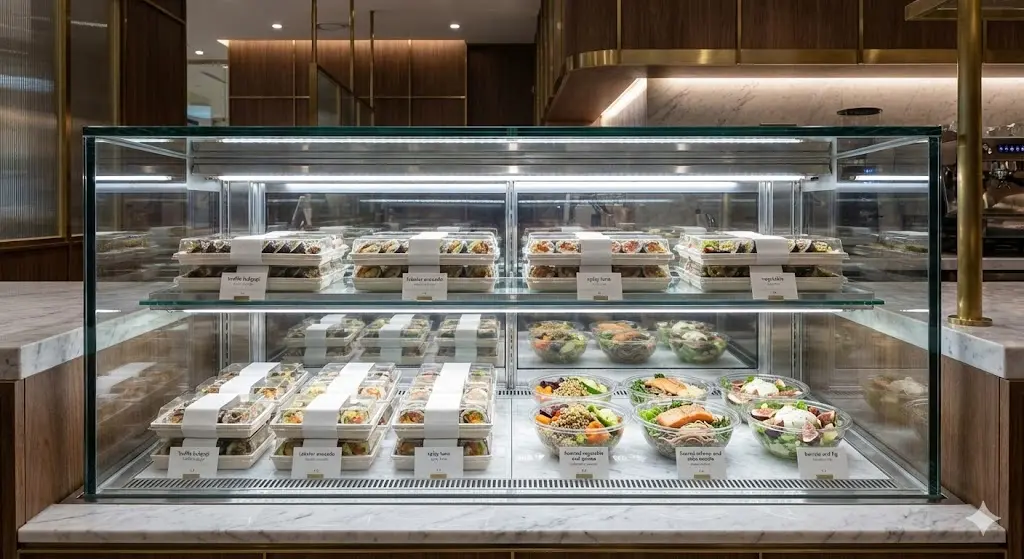 김밥카페 전면에 배치된 깔끔한 진열 쇼케이스