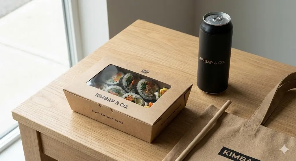 세련된 김밥 포장 박스와 캔 실링 커피 패키지
