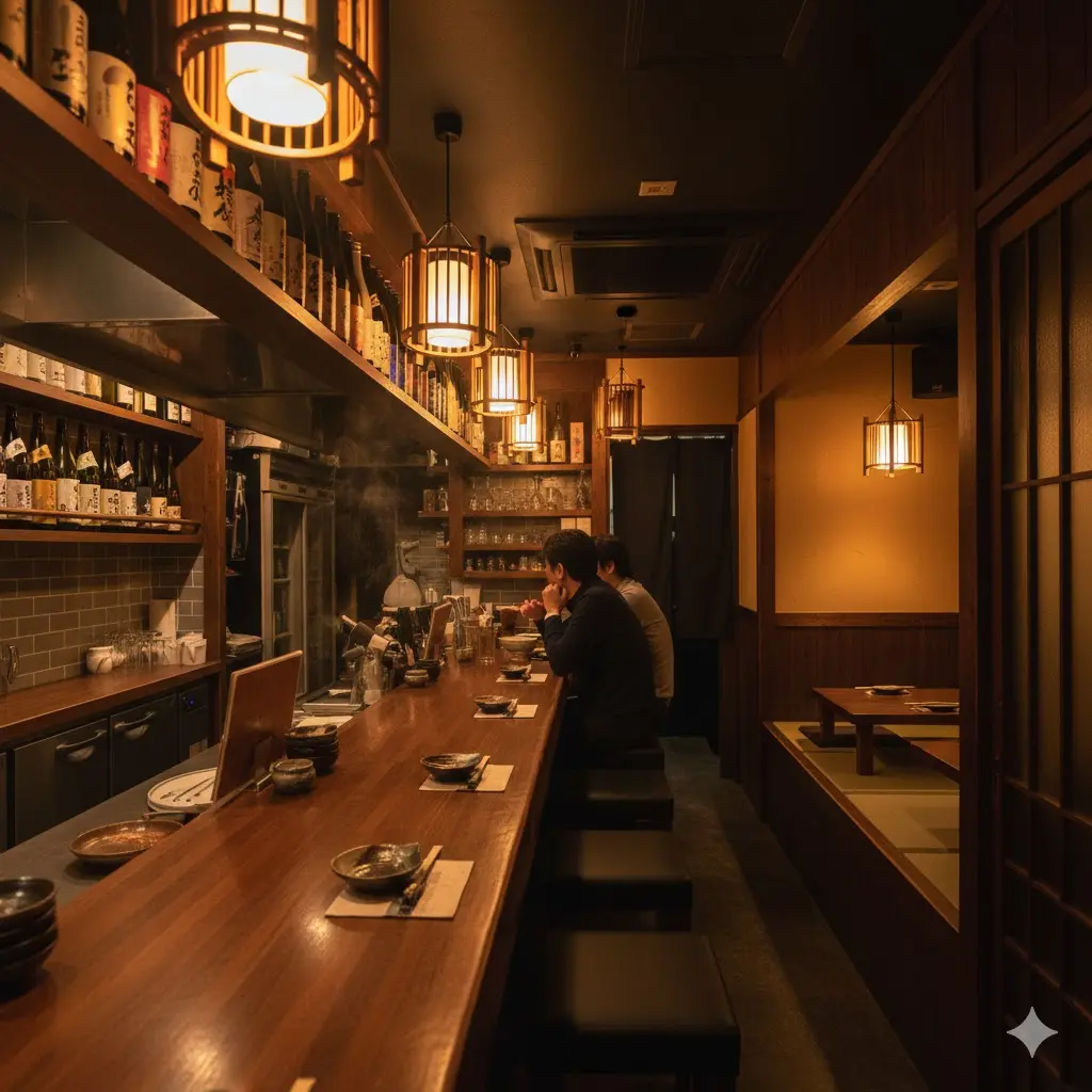 감성적인 분위기의 소규모 이자카야 인테리어