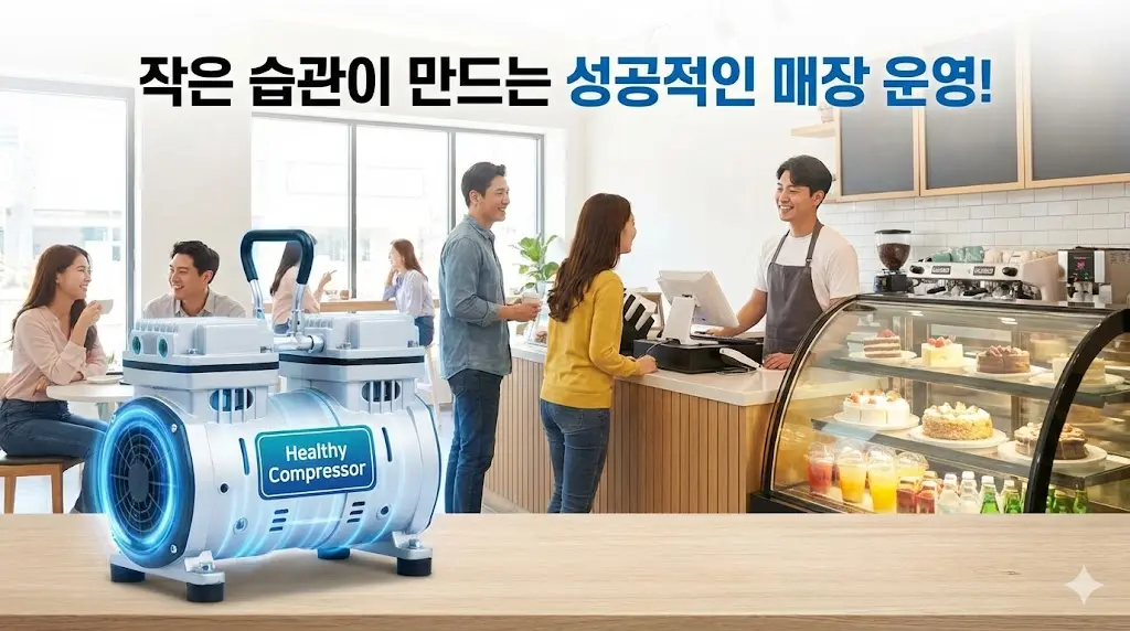 건강하게 관리된 컴프레셔 덕분에 활기차고 성공적인 매장 운영 모습