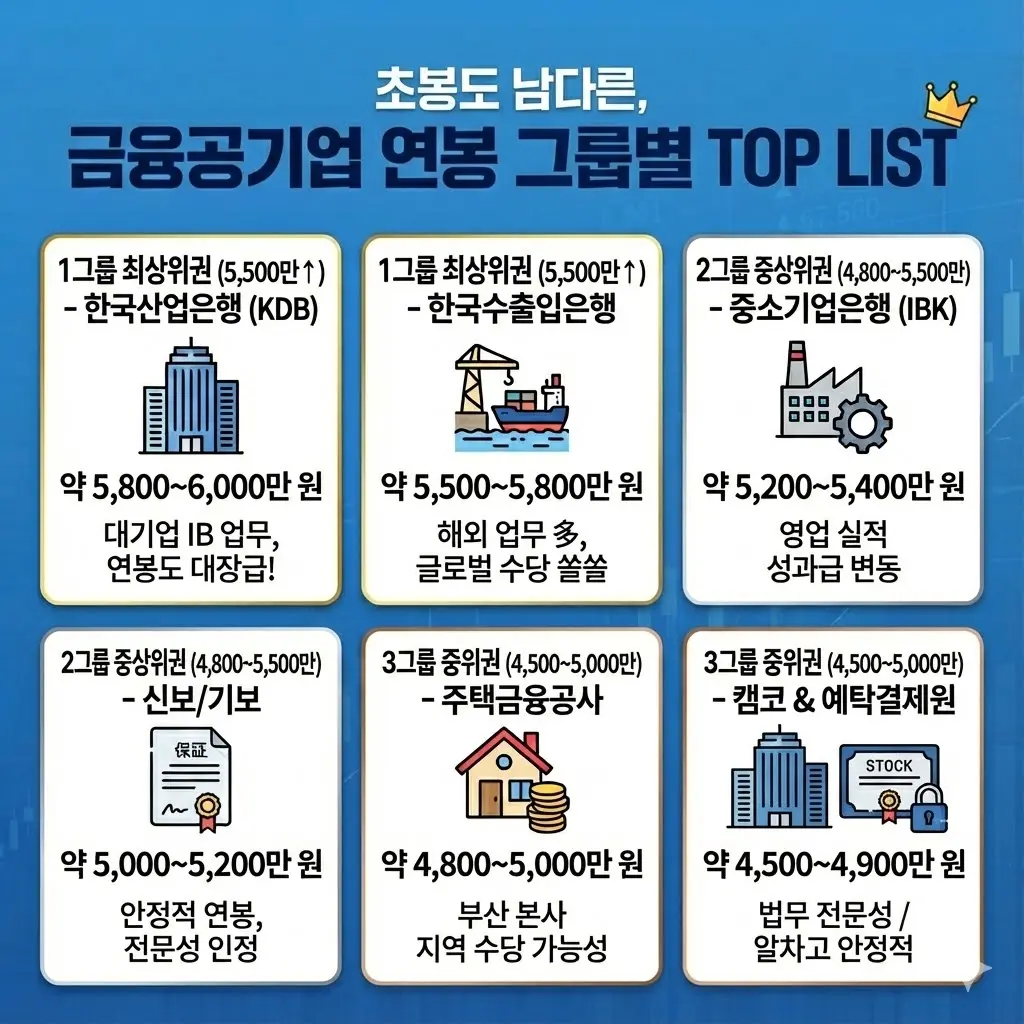 “금공 기관별 연봉 종합 순위”