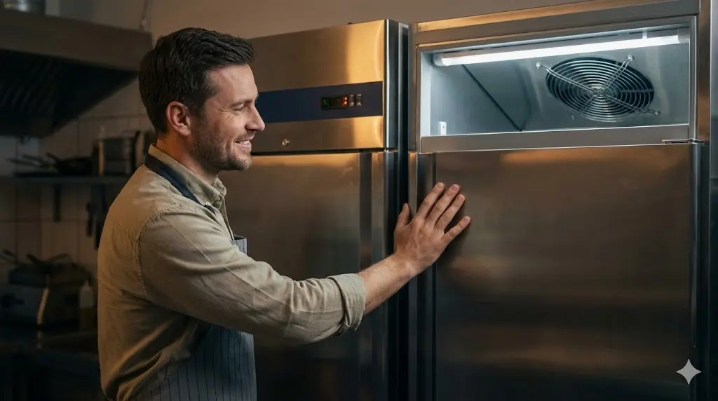 업소용냉장고팬 꼼꼼한 관리로 신선도가 유지되는 매장 냉장고 모습