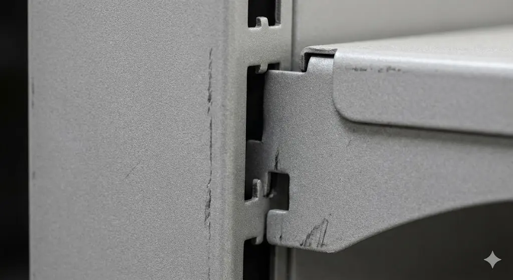 강철 소재의 견고한 편의점진열대 선반 높낮이 조절 홈 상세 이미지