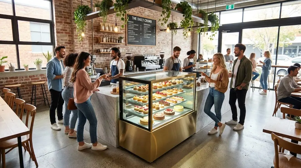 관리가 잘 된 A급 리퍼브 쇼케이스로 성공적으로 운영 중인 카페 내부