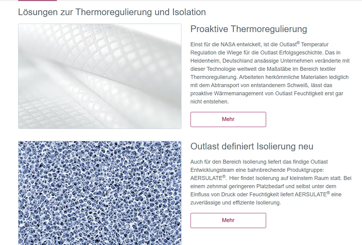 NASA 기술로 탄생한 상변화 물질(PCM) 전문 브랜드 아웃라스트(Outlast®)의 온도 조절 원리를 분석합니다. '너무 덥지도, 너무 춥지도 않게' 유지하는 서모큘(Thermocules) 기술과 침구, 의류, 신발 등 다양한 적용 사례를 확인하세요.