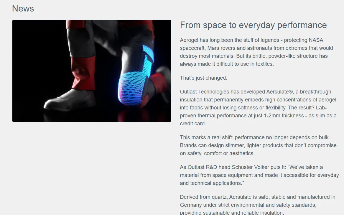 NASA 기술로 탄생한 상변화 물질(PCM) 전문 브랜드 아웃라스트(Outlast®)의 온도 조절 원리를 분석합니다. '너무 덥지도, 너무 춥지도 않게' 유지하는 서모큘(Thermocules) 기술과 침구, 의류, 신발 등 다양한 적용 사례를 확인하세요.