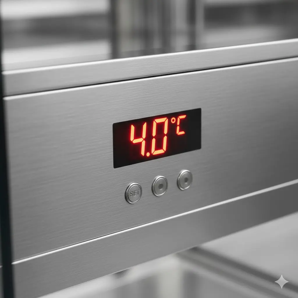 디저트진열대의 디지털 온도 조절 패널 상세 모습