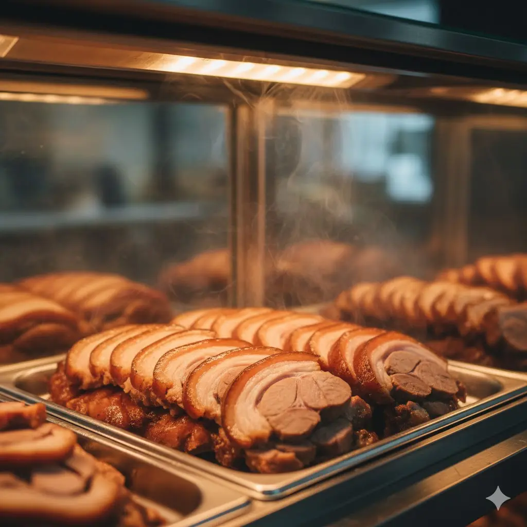 족발온장고 내부에서 촉촉한 수분감과 윤기를 유지하고 있는 족발 단면