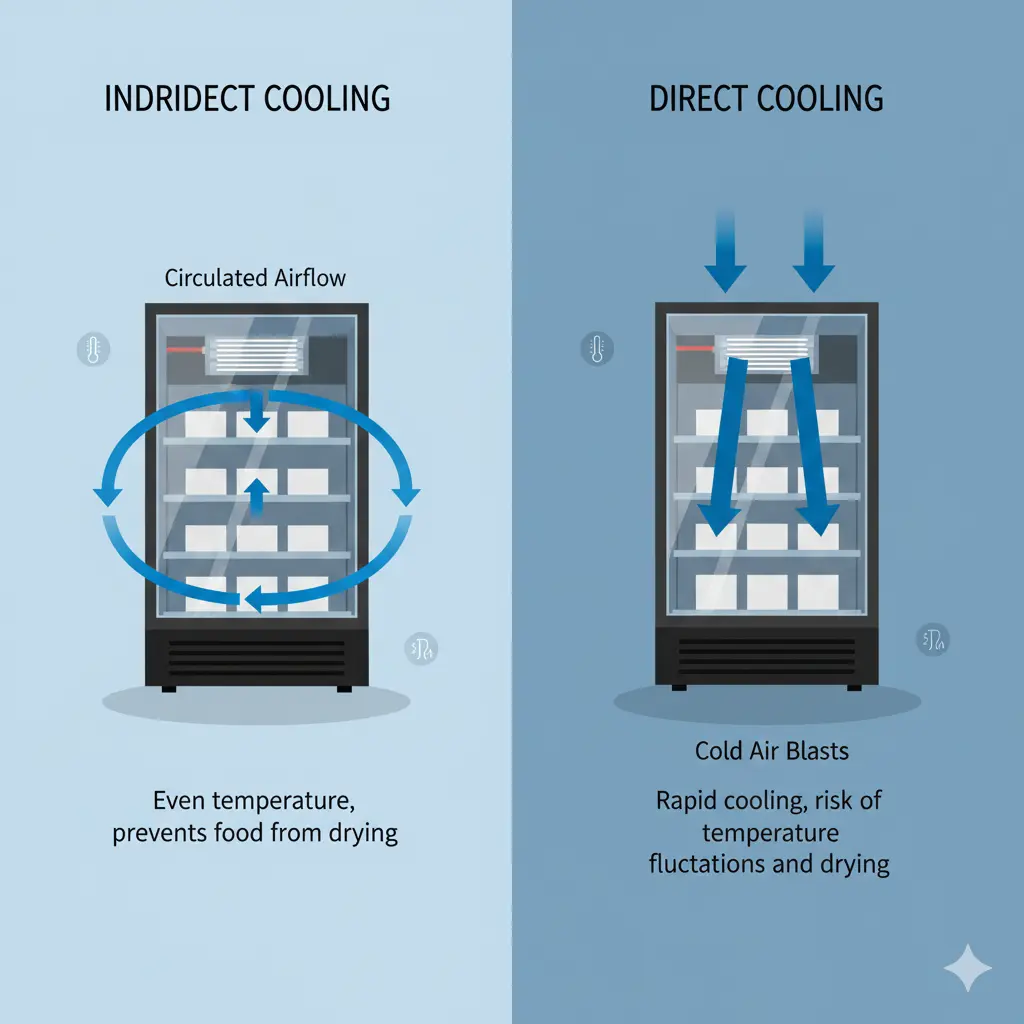 직냉식과 간냉식의 차이를 나타낸 주류쇼케이스 이미지