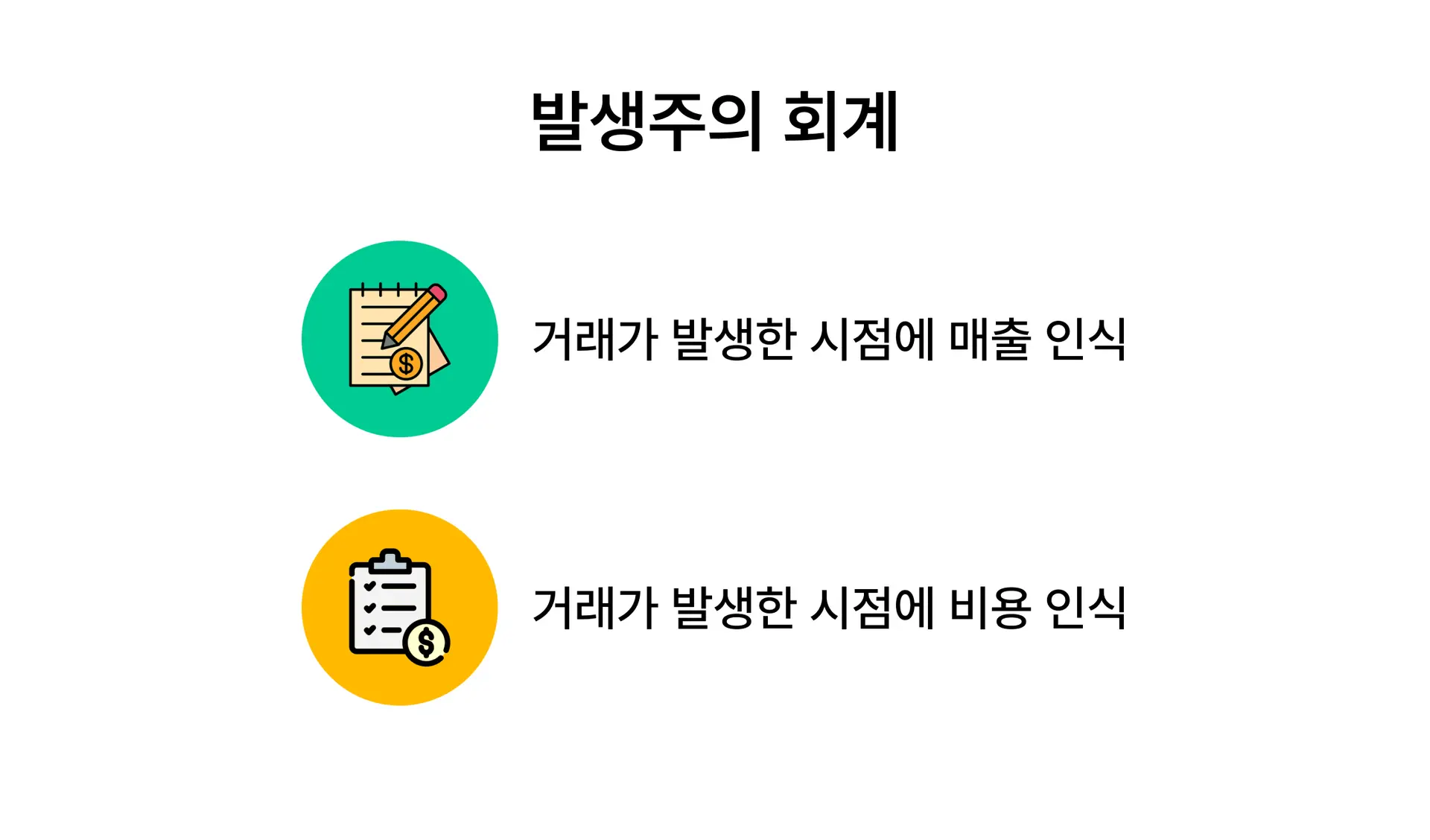  거래가 ‘발생했을 때’ 인식하는 것이 발생주의 회계의 핵심