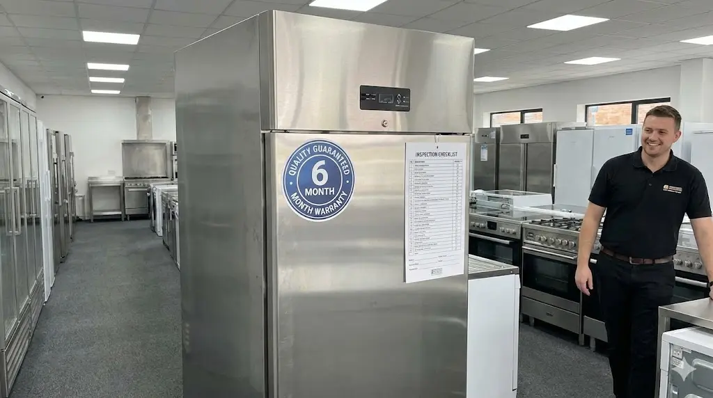 중고업소용냉장고 전문 매장에서 제공하는 무상 보증(A/S) 스티커와 품질 보증서