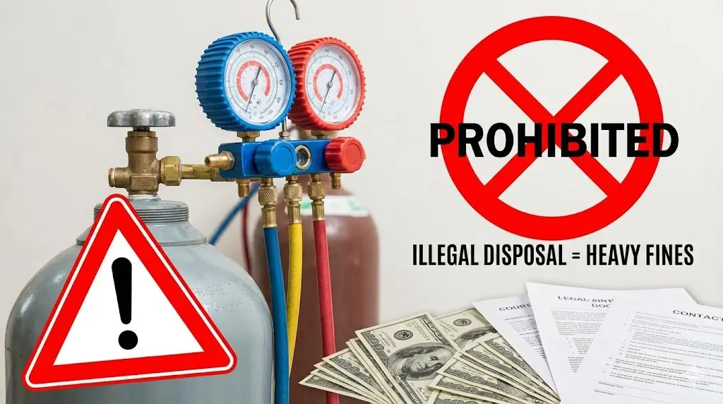 업소용냉장고폐기 시 환경 오염과 과태료 방지를 위해 냉매 가스를 안전하게 회수하는 과정이에요.