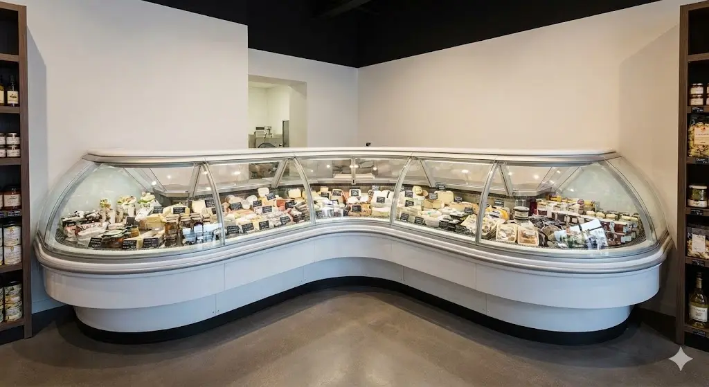 매장 공간에 완벽하게 맞춰 제작된 곡선형 맞춤 진열매대