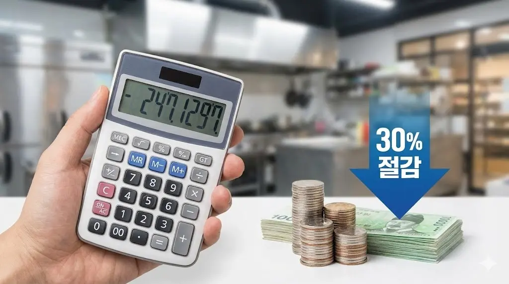 인버터콤프레샤 도입으로 인한 전기 요금 절감 효과를 보여주는 이미지