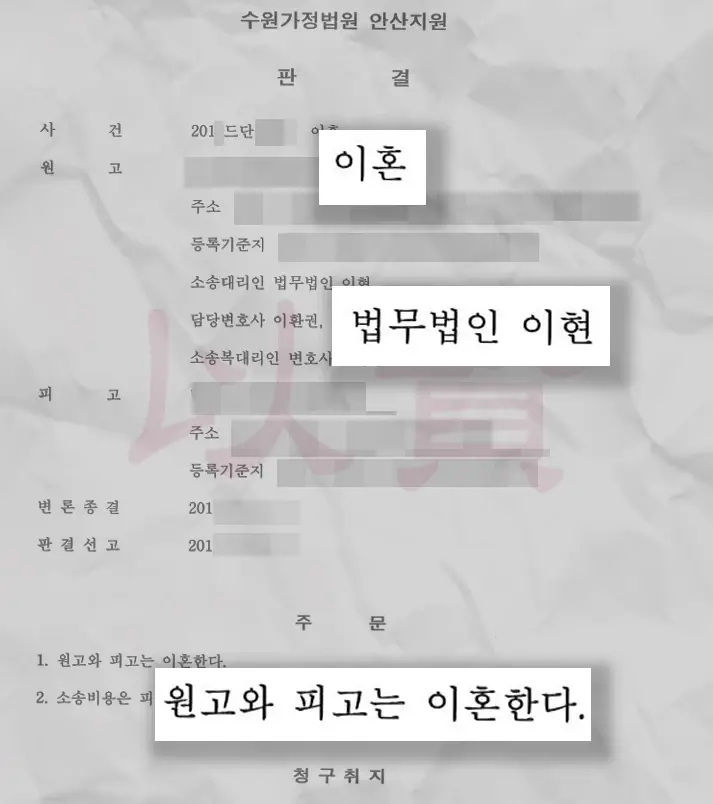 별거 이혼 판결문