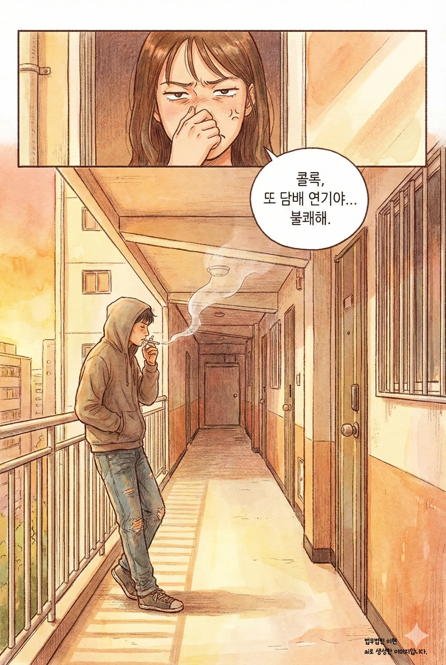 층간 흡연으로 괴로워하는 의뢰인 모습 1