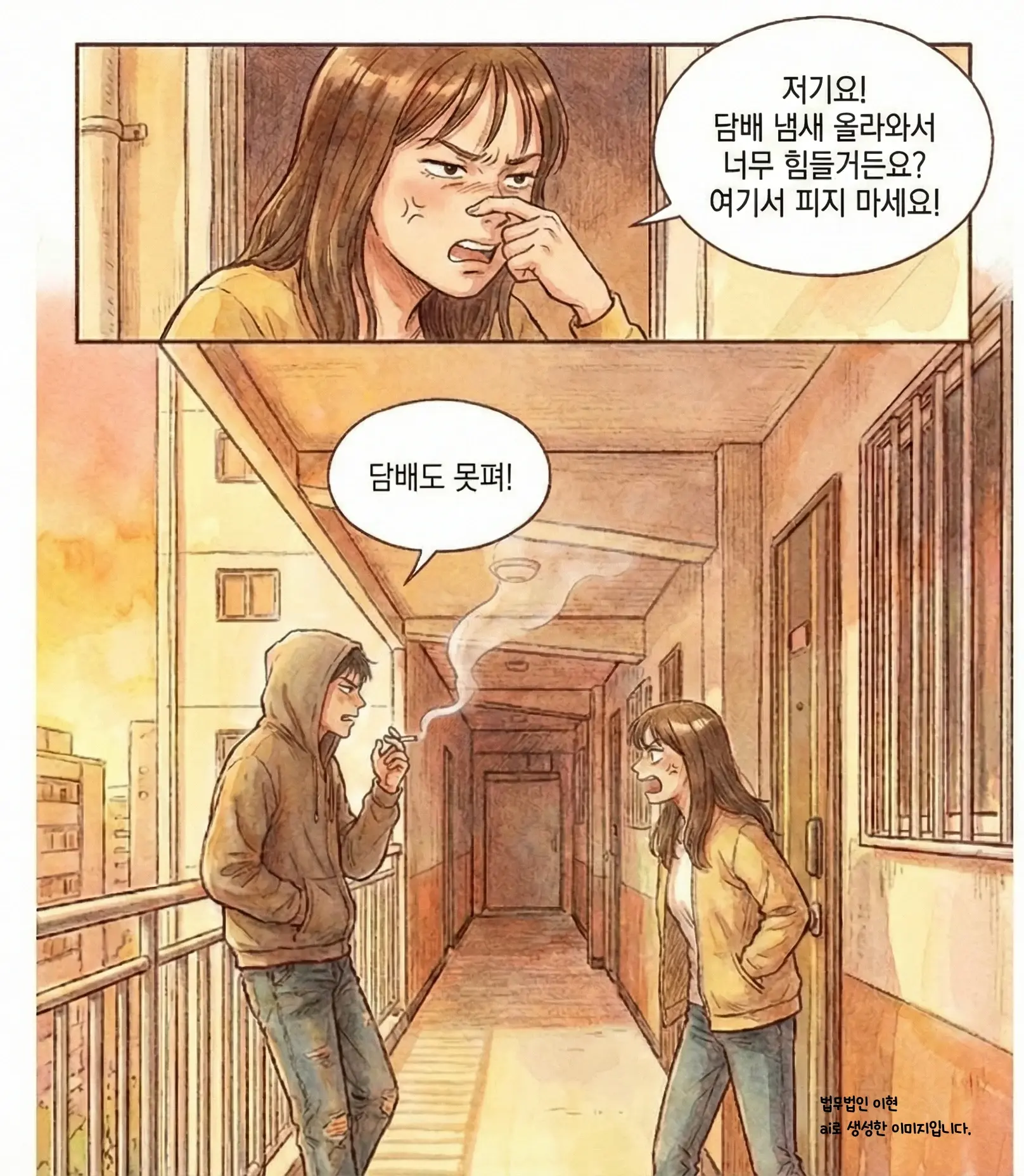 층간 흡연으로 괴로워하는 의뢰인 모습 2