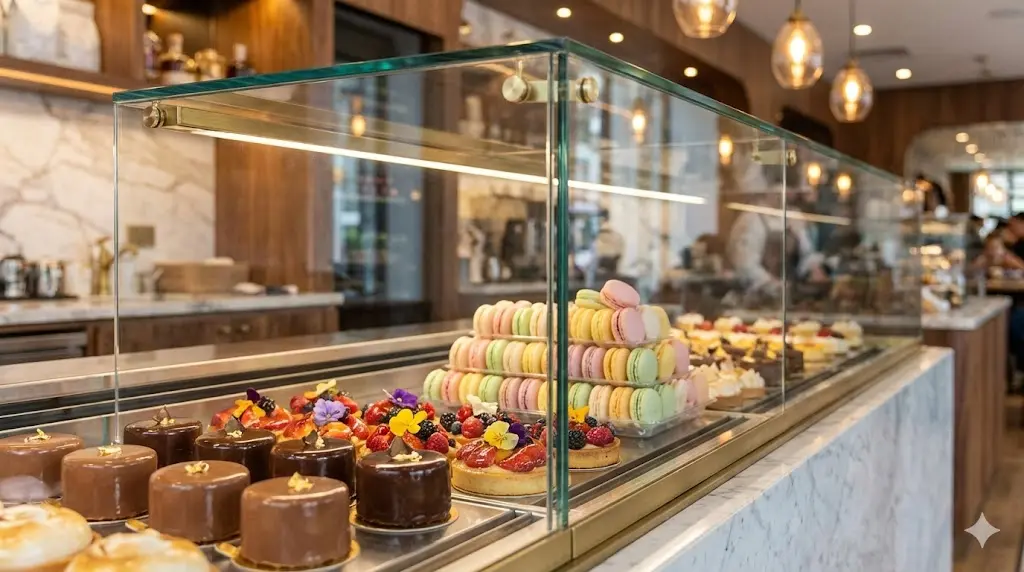 객단가를 높이기 위해 카페 입구에 배치된 화려한 디저트 냉장 쇼케이스