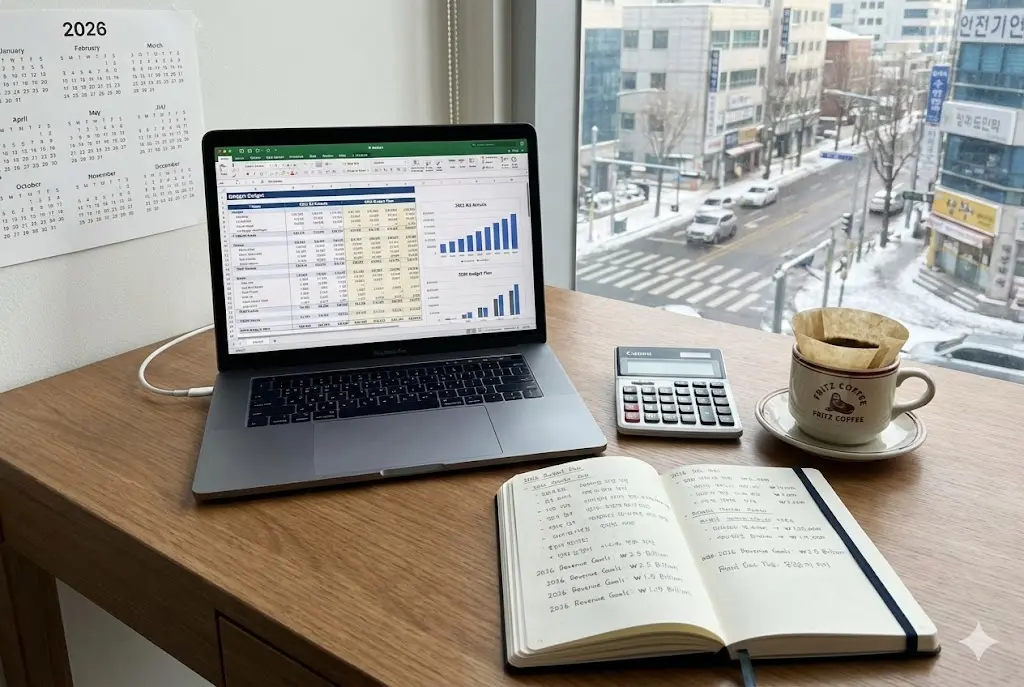 커피창업 초기 비용과 운영 예산을 꼼꼼하게 설계하는 모습