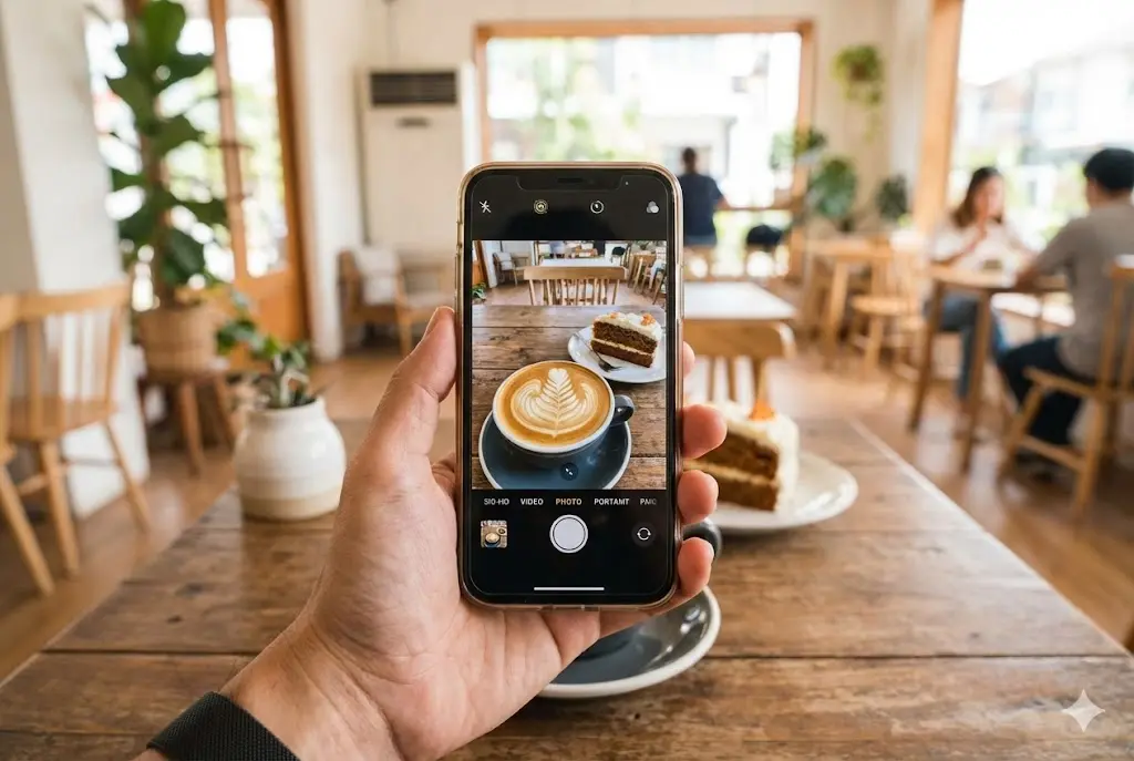 인스타그램 등 SNS 마케팅을 위해 카페 메뉴 사진을 촬영하는 모습