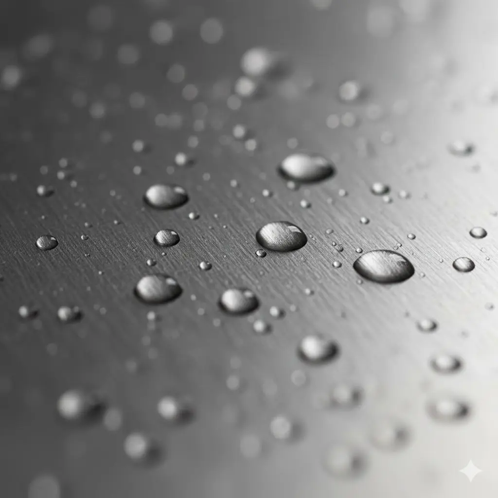 염분과 산성 액체에도 부식 없이 견디는 스테인리스 스틸 표면 상세컷