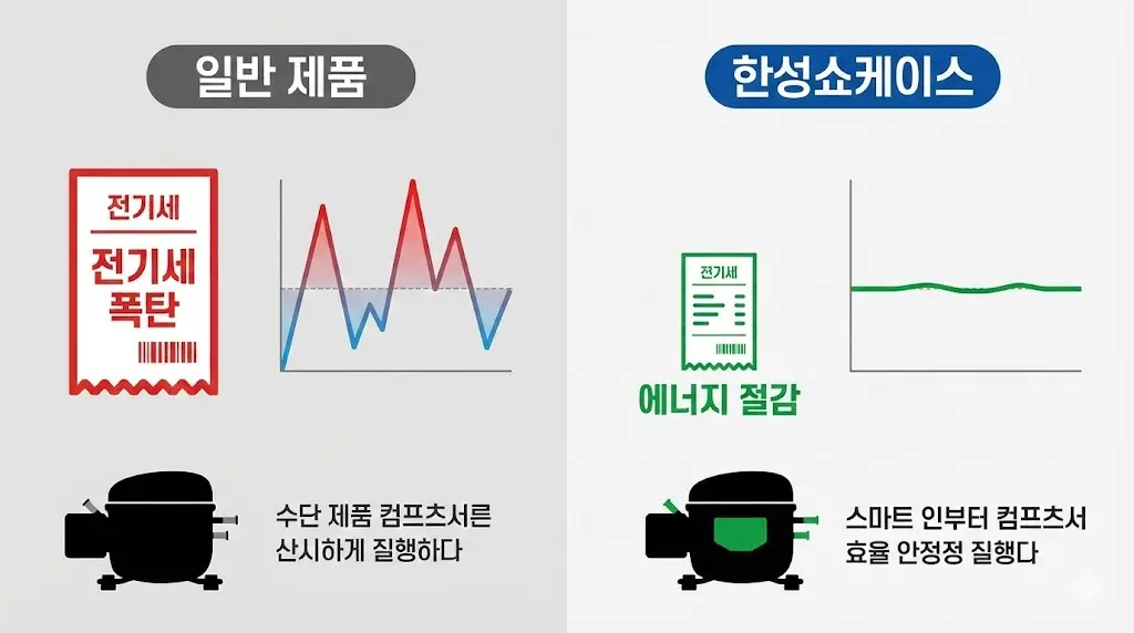 압도적인 에너지 절감 효과와 정밀한 온도 유지를 실현한 한성쇼케이스만의 고성능 냉각 시스템 이미지