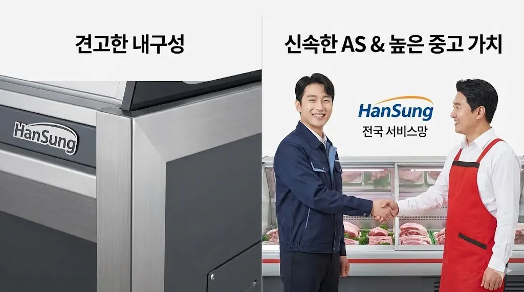 전국적인 서비스망과 견고한 내구성으로 업계의 두터운 신뢰를 받는 한성쇼케이스 국내 제조 공정 모습