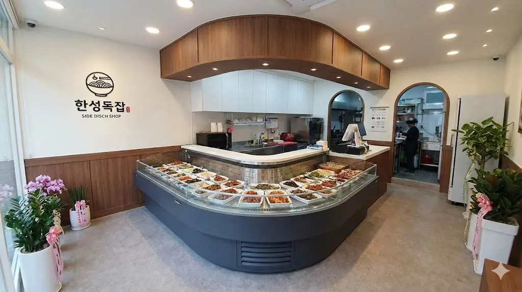 매장 구조와 작업 동선에 맞춰 1mm 단위로 정교하게 설계된 한성쇼케이스 맞춤제작쇼케이스 설치 사례