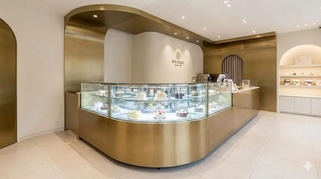 매장 인테리어와 카운터 동선에 맞춰 1mm 단위로 정교하게 설계된 한성쇼케이스 맞춤제작쇼케이스 설치 사례