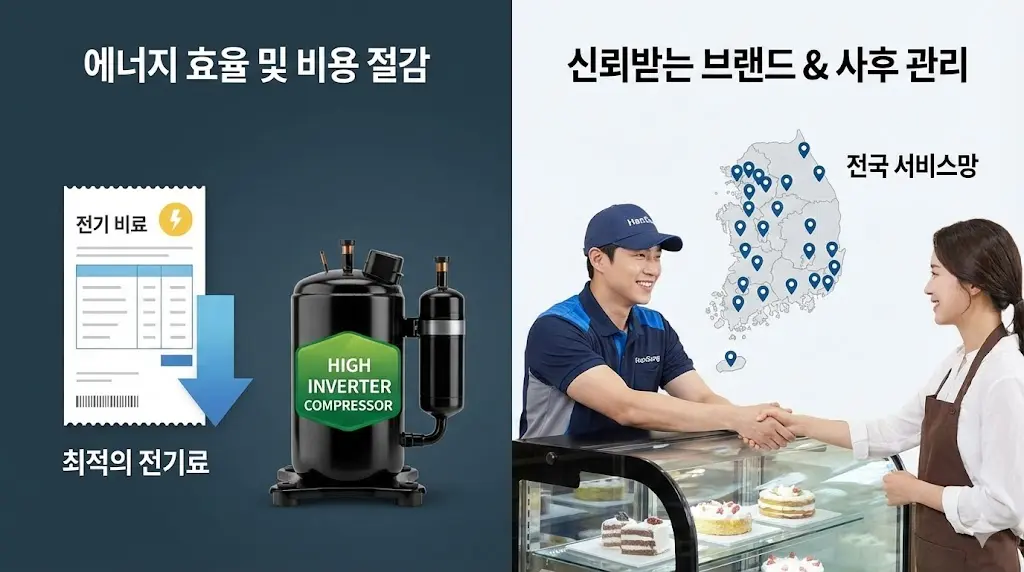 높은 에너지 효율과 전국적인 AS망을 갖추어 베이커리 전문가들의 두터운 신뢰를 받는 한성쇼케이스 제조 모습