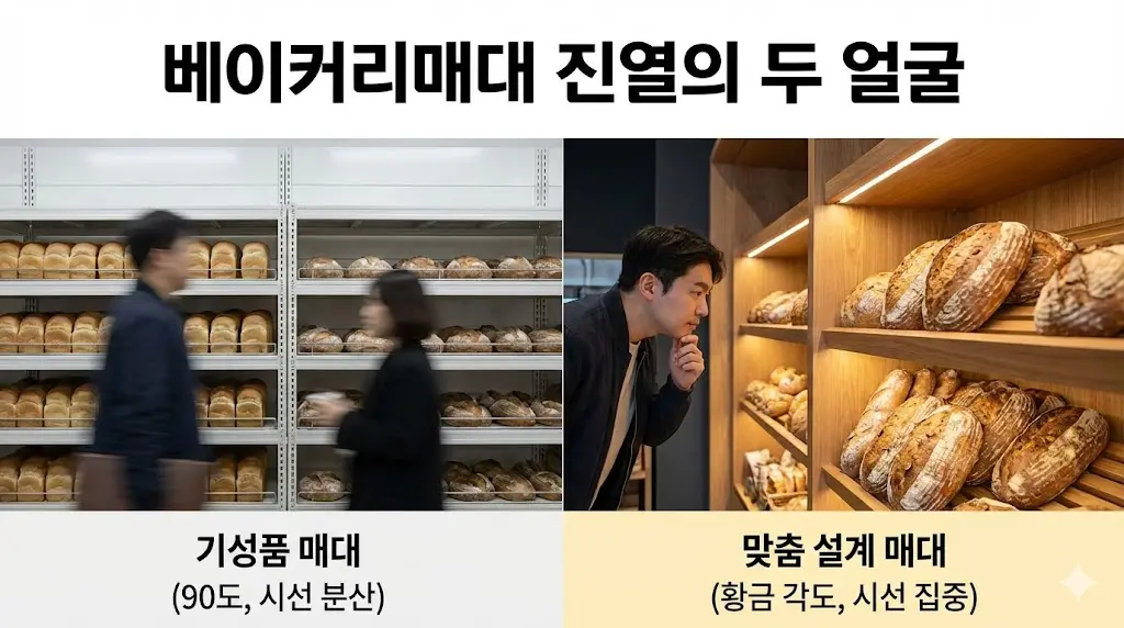 기성품 매대와 맞춤 설계 매대의 진열 방식 및 고객 반응 비교