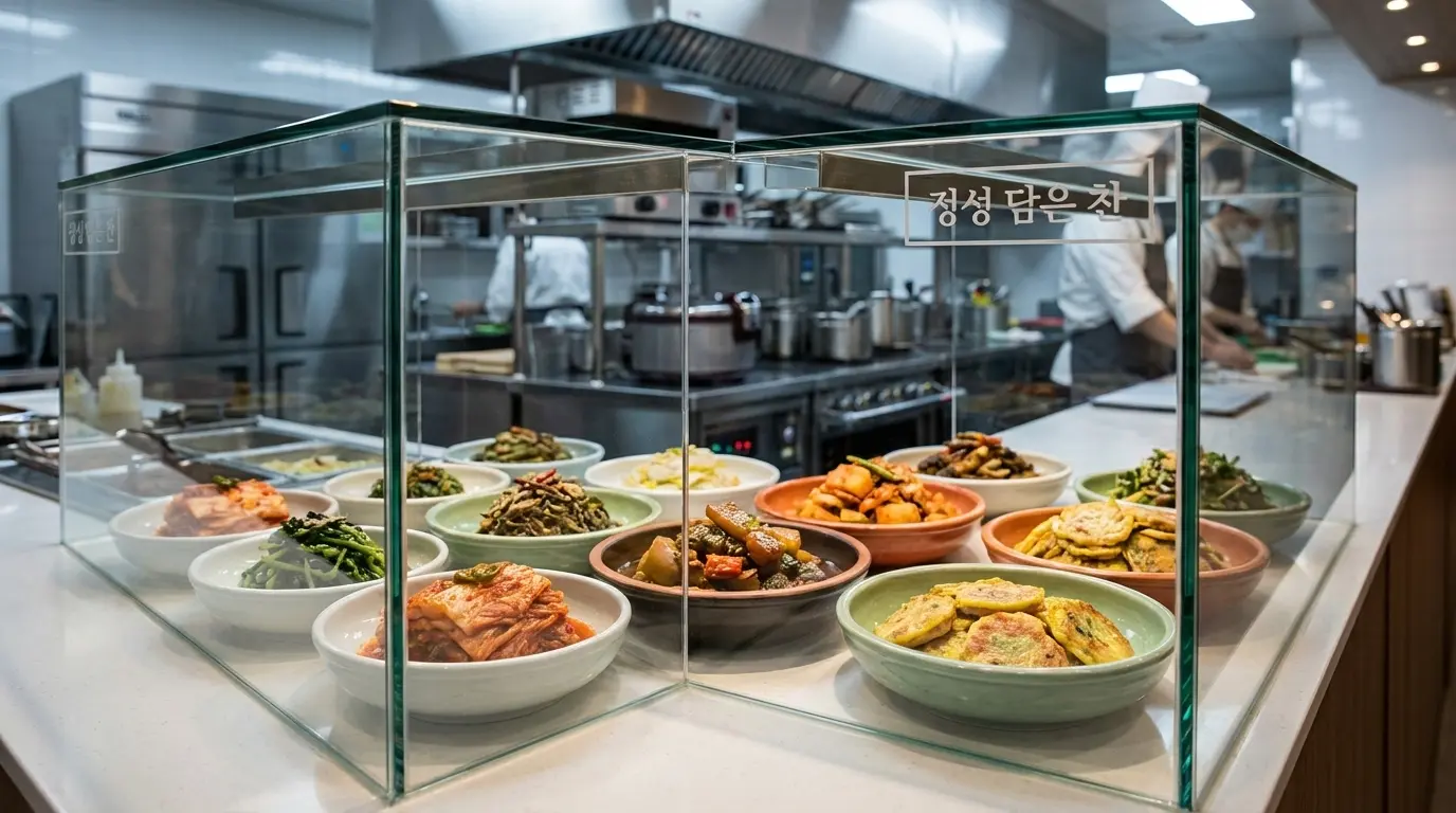 결로 없이 투명한 유리 너머로 선명하게 보이는 반찬들