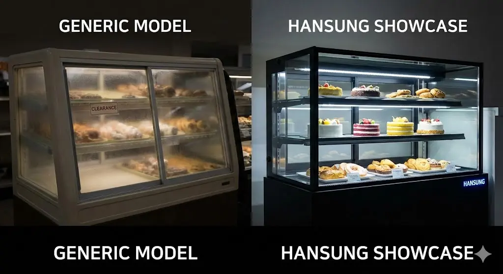 일반 제품과 차별화되는 슬림 프레임과 압도적 조명 차이