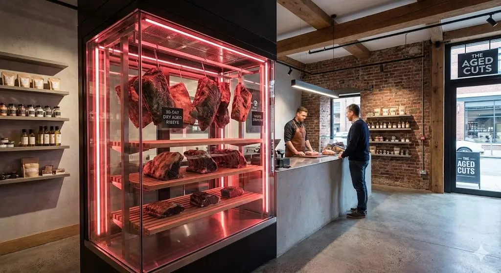 원물의 색감을 살려 매출을 높이는 정육 전용 쇼케이스 기술